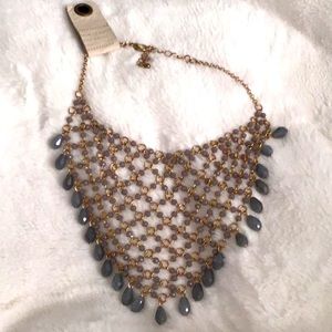 NWT Anthropologie necklace blue gray chain mail drop